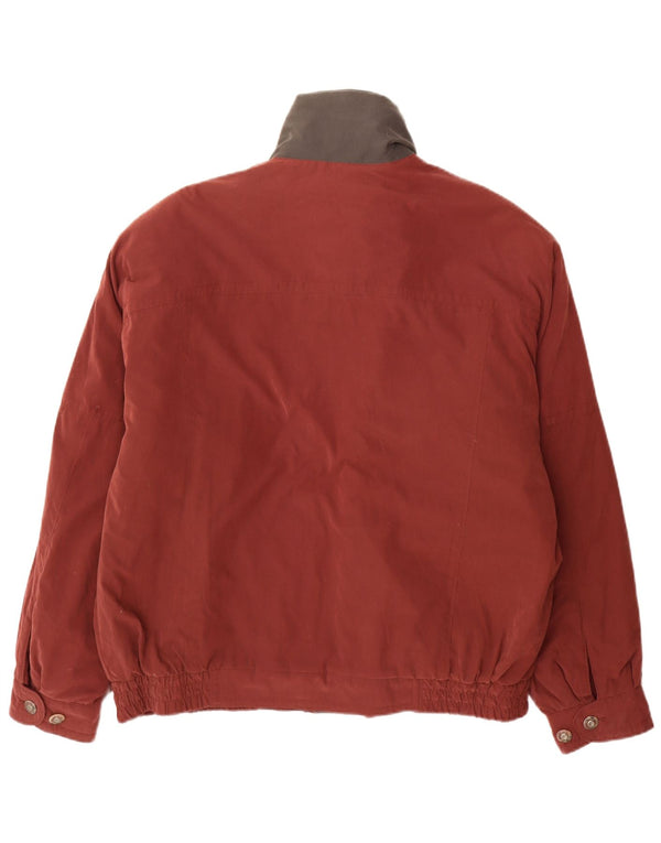 Vintage Mens Bomber Jacket UK 46 3XL Burgundy Colourblock Polyester