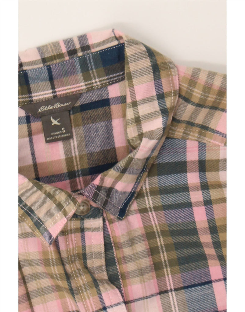EDDIE BAUER Womens Flannel Shirt UK 10 Small Pink Check Cotton Vintage Eddie Bauer and Second-Hand Eddie Bauer from Messina Hembry 