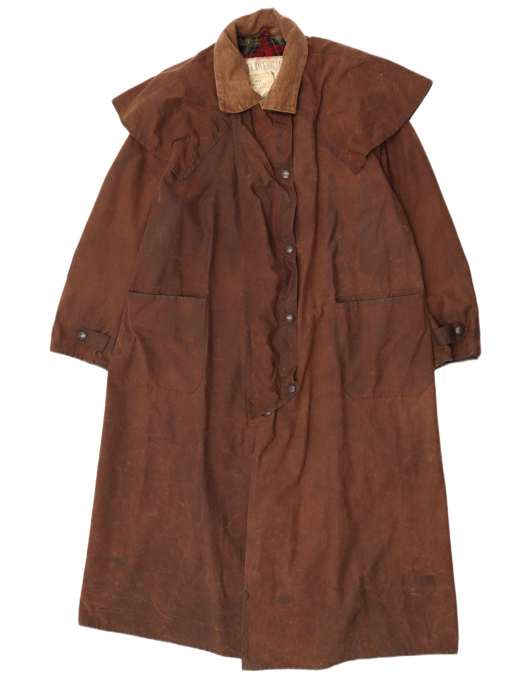 W.K. BACKHOUSE Womens Oversized Waxed Capelet Coat UK 14 Medium Brown