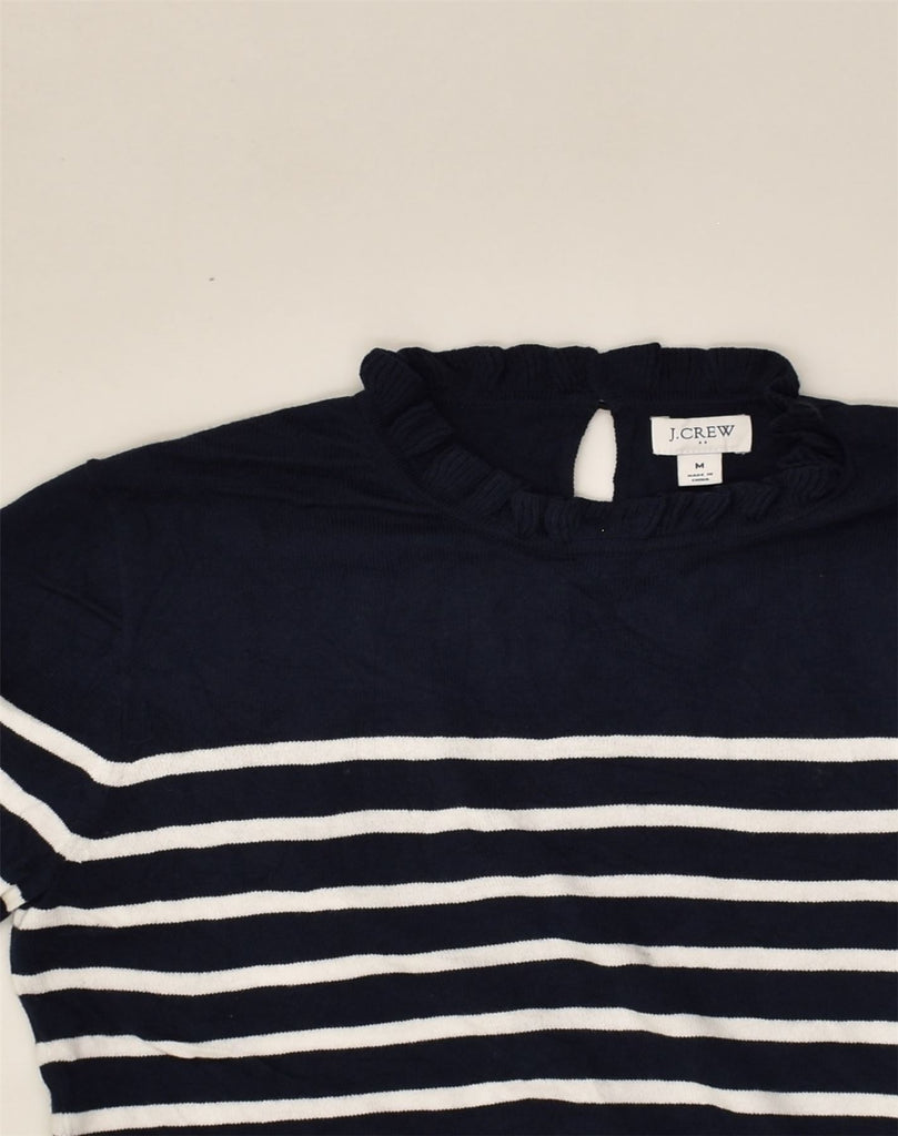 J. CREW Womens Crew Neck Jumper Sweater UK 14 Medium Navy Blue Striped | Vintage J. Crew | Thrift | Second-Hand J. Crew | Used Clothing | Messina Hembry 