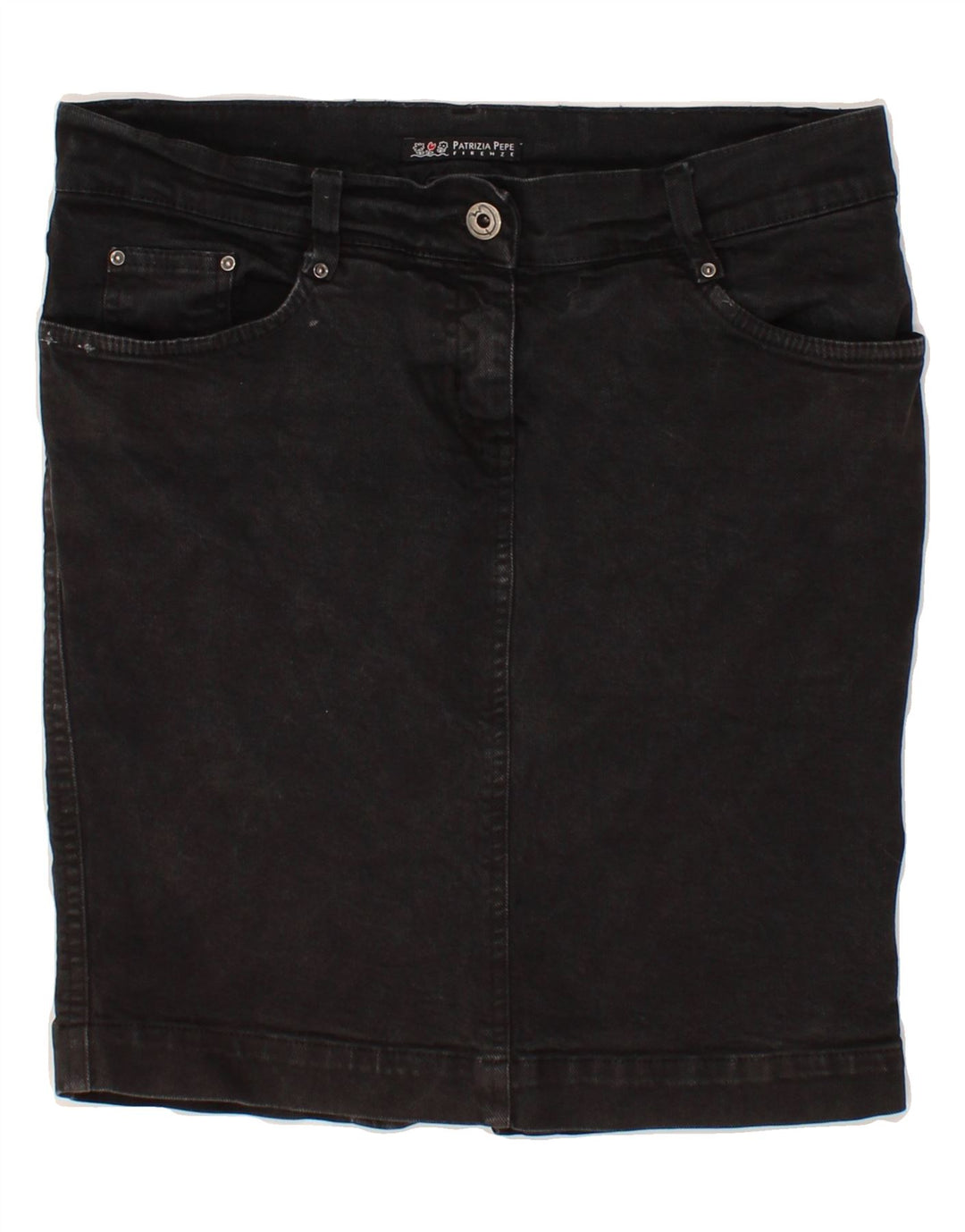 PATRIZIA PEPE Womens Denim Skirt IT 42 Medium W30  Black Cotton Vintage Patrizia Pepe and Second-Hand Patrizia Pepe from Messina Hembry 