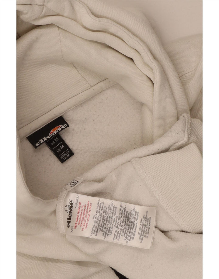 Ellesse Mens Duke Graphic Hoodie Jumper Medium White Cotton