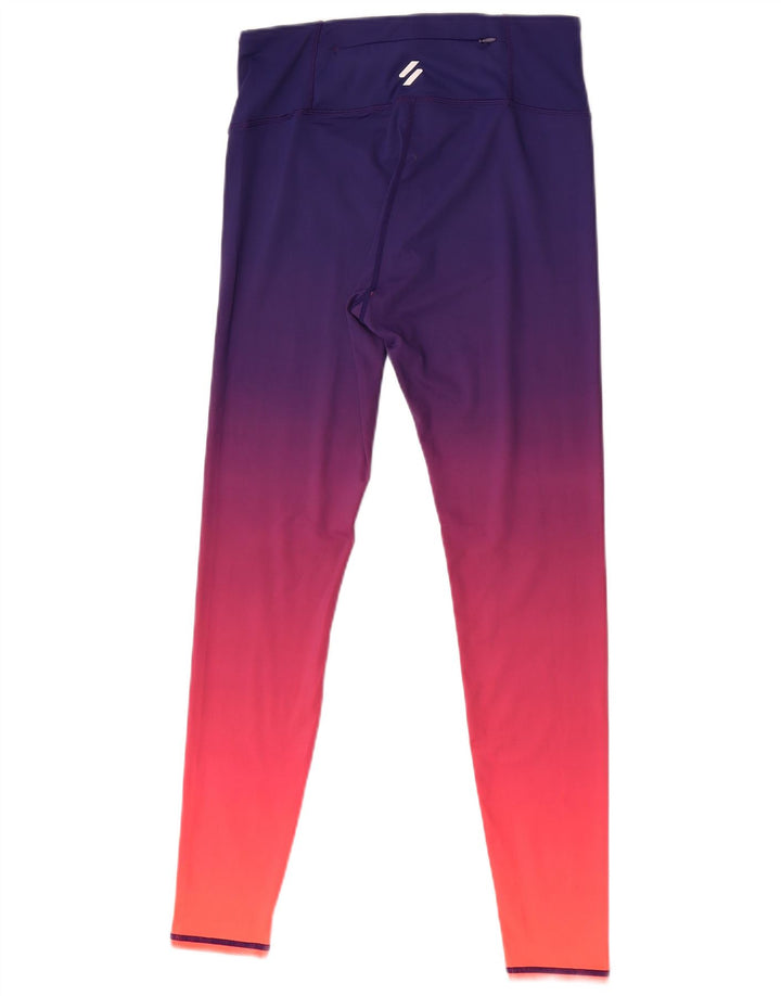 Superdry Womens Graphic Leggings UK 12 Medium Purple Colourblock Polyester