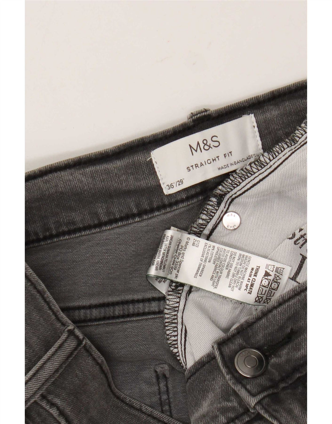 Marks & Spencer Mens Straight Jeans W36 L29 Grey Cotton