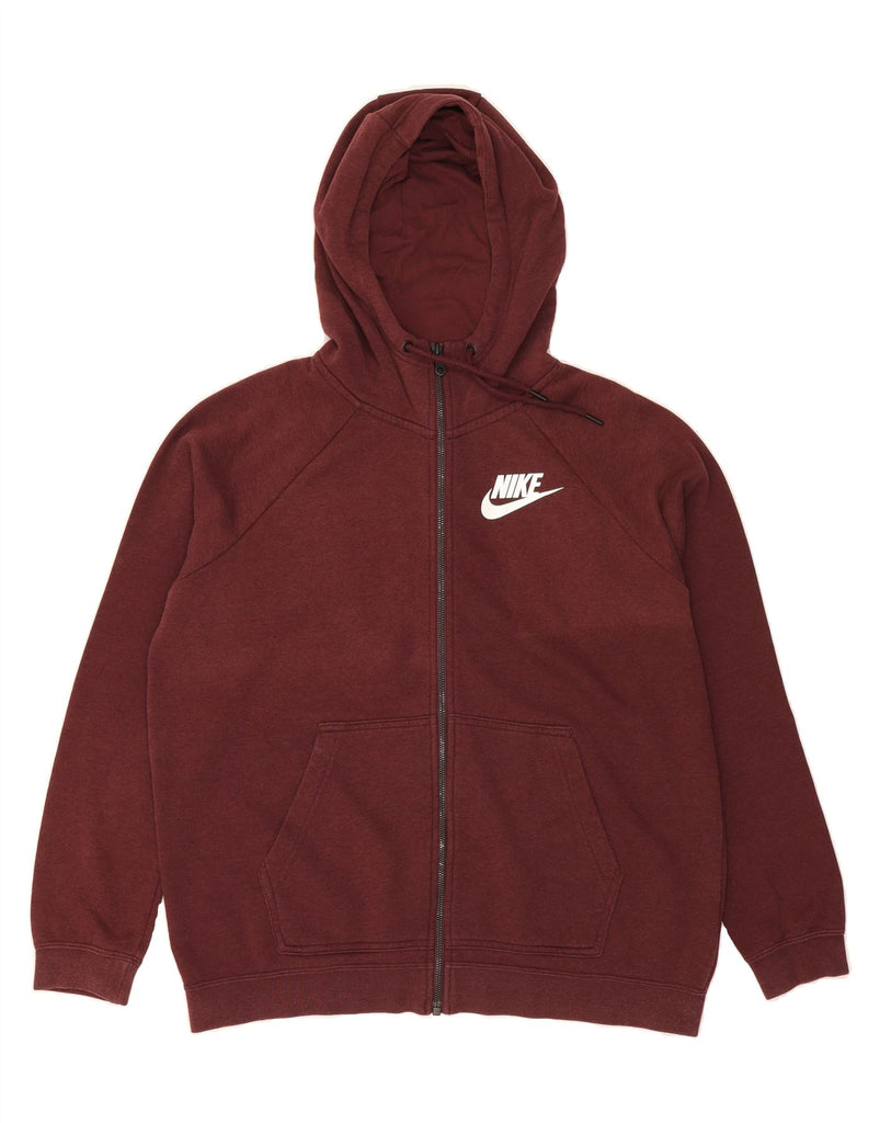 NIKE Mens Zip Hoodie Sweater Large Burgundy Cotton Vintage Nike and Second-Hand Nike from Messina Hembry 
