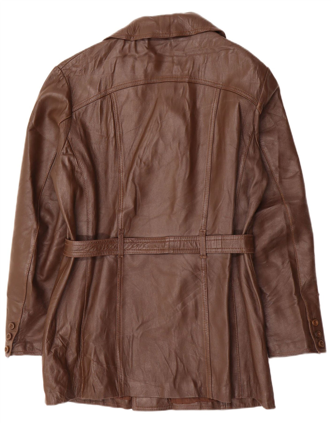 Vintage Mens Double Breasted Leather Jacket IT 52 XL Brown Leather