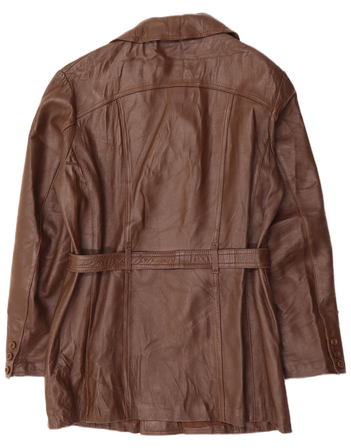 Vintage Mens Double Breasted Leather Jacket IT 52 XL Brown Leather