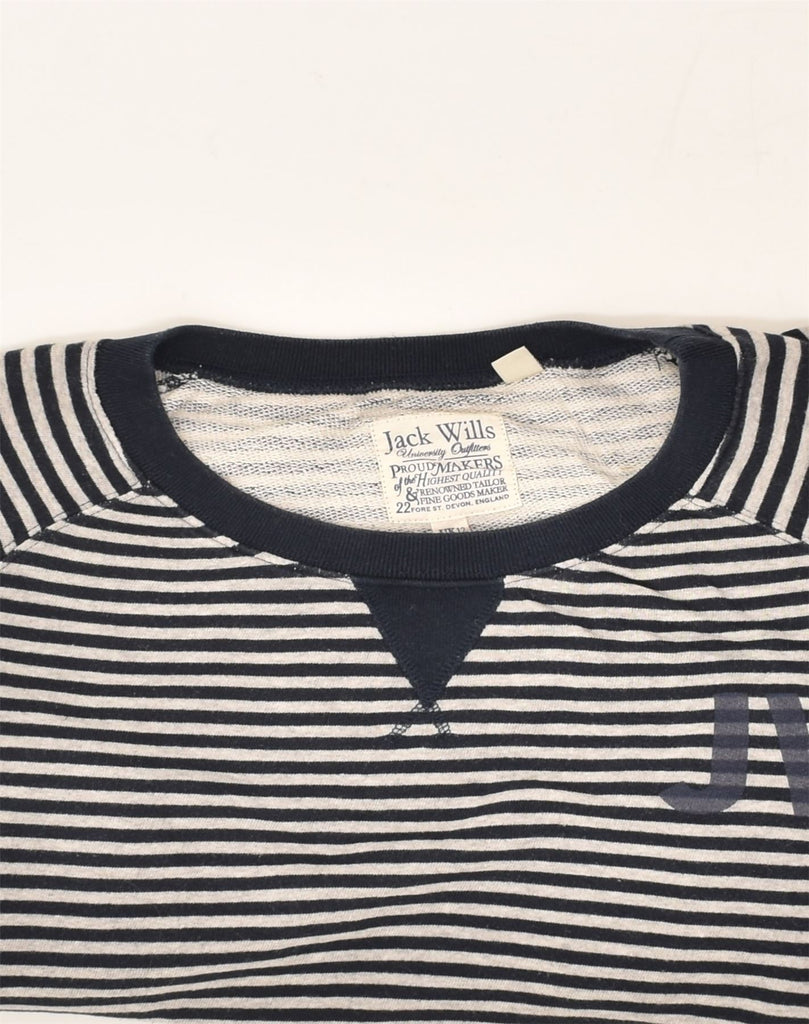 JACK WILLS Womens Sweatshirt Jumper UK 12 Medium  Navy Blue Striped Cotton | Vintage Jack Wills | Thrift | Second-Hand Jack Wills | Used Clothing | Messina Hembry 