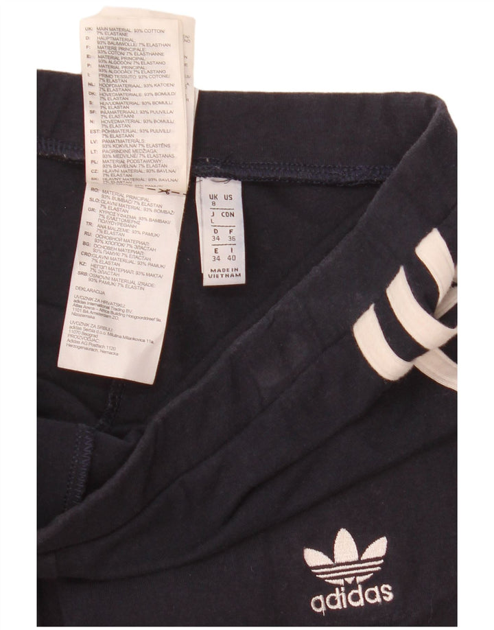 Adidas Womens Leggings UK 8 Small Navy Blue Cotton
