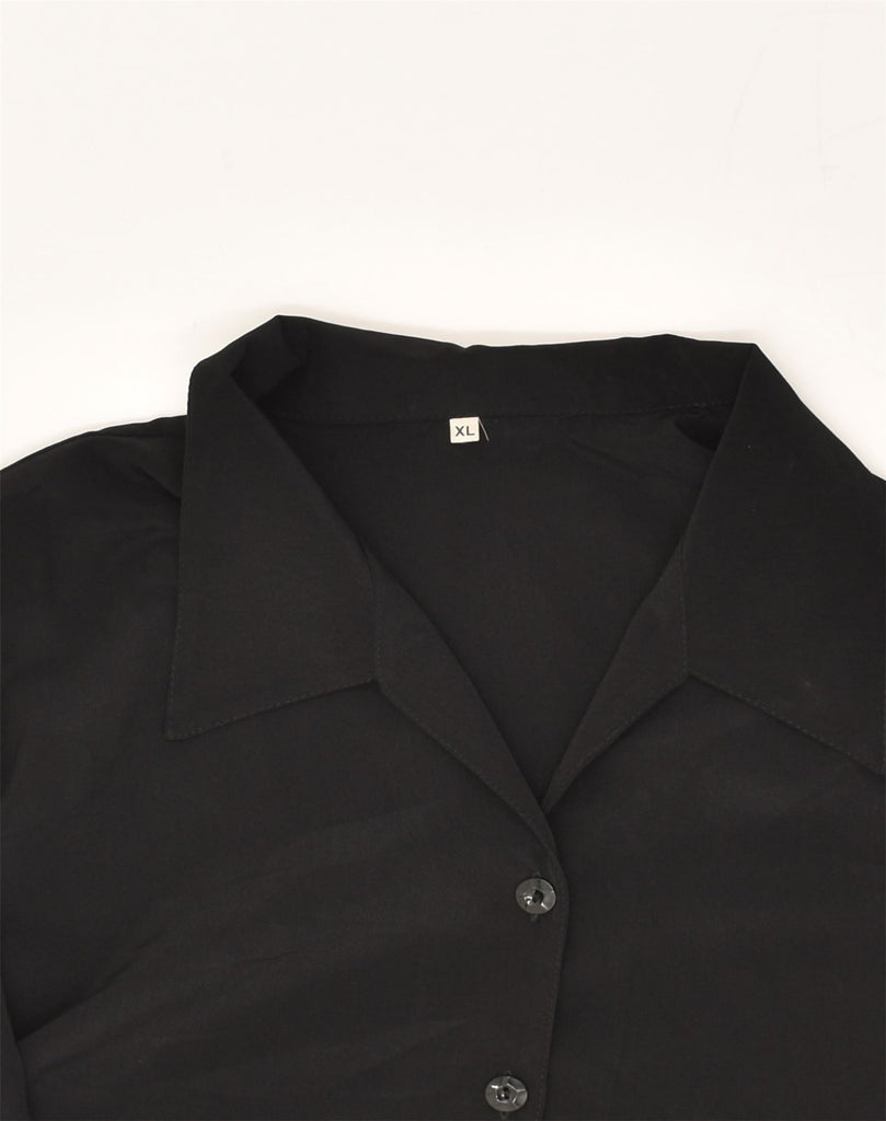 VINTAGE Womens 3/4 Sleeve Shirt Blouse UK 18 XL Black Polyester | Vintage Vintage | Thrift | Second-Hand Vintage | Used Clothing | Messina Hembry 