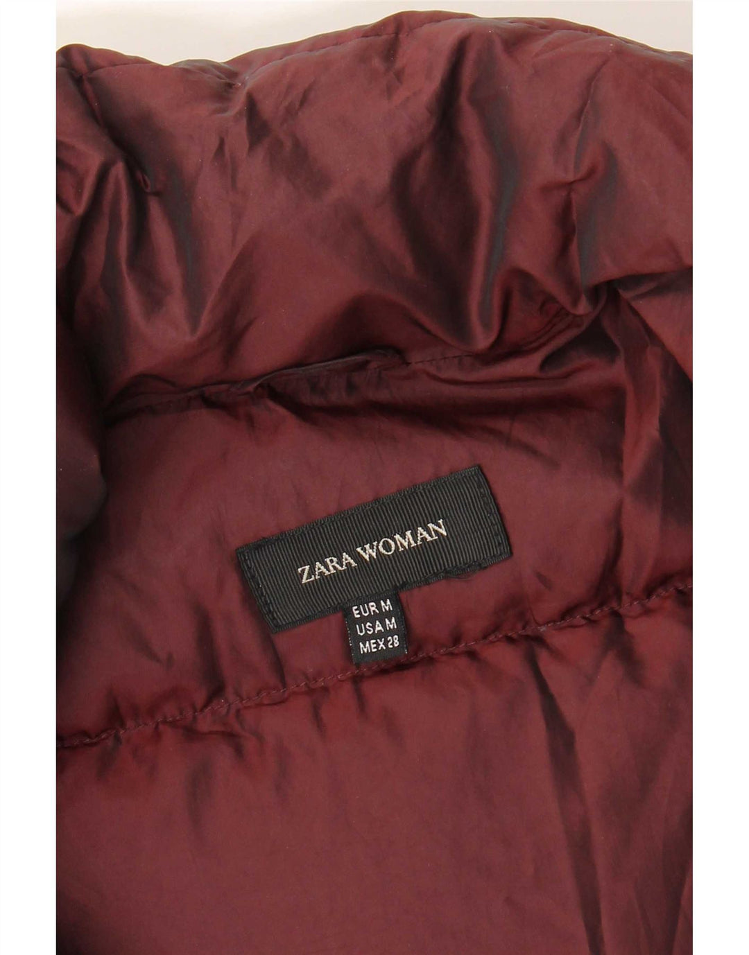 Zara Womens Padded Jacket UK 14 Medium Burgundy
