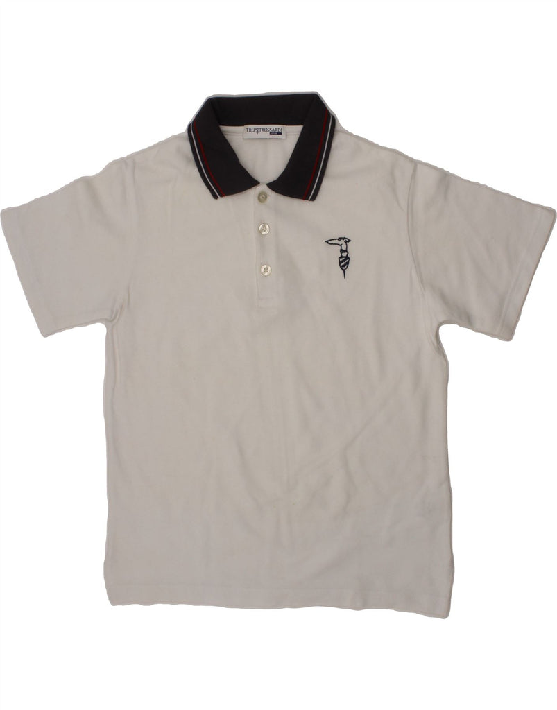 TRUSSARDI Boys Polo Shirt 8-9 Years White Cotton Vintage Trussardi and Second-Hand Trussardi from Messina Hembry 