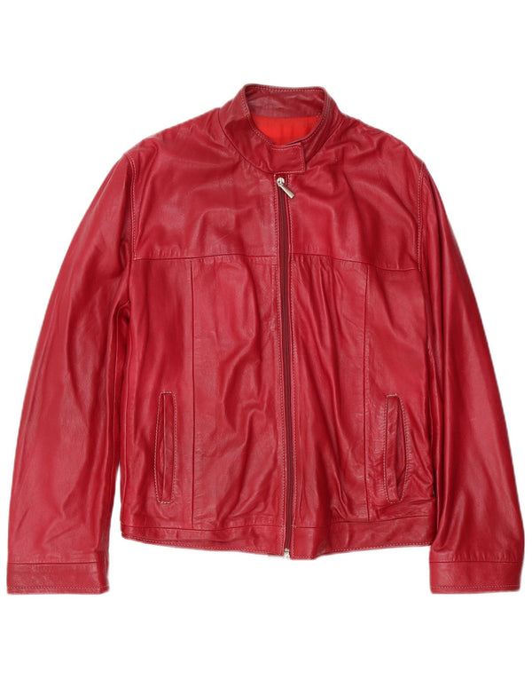Vintage Womens Leather Bomber Jacket IT 46 Large Red