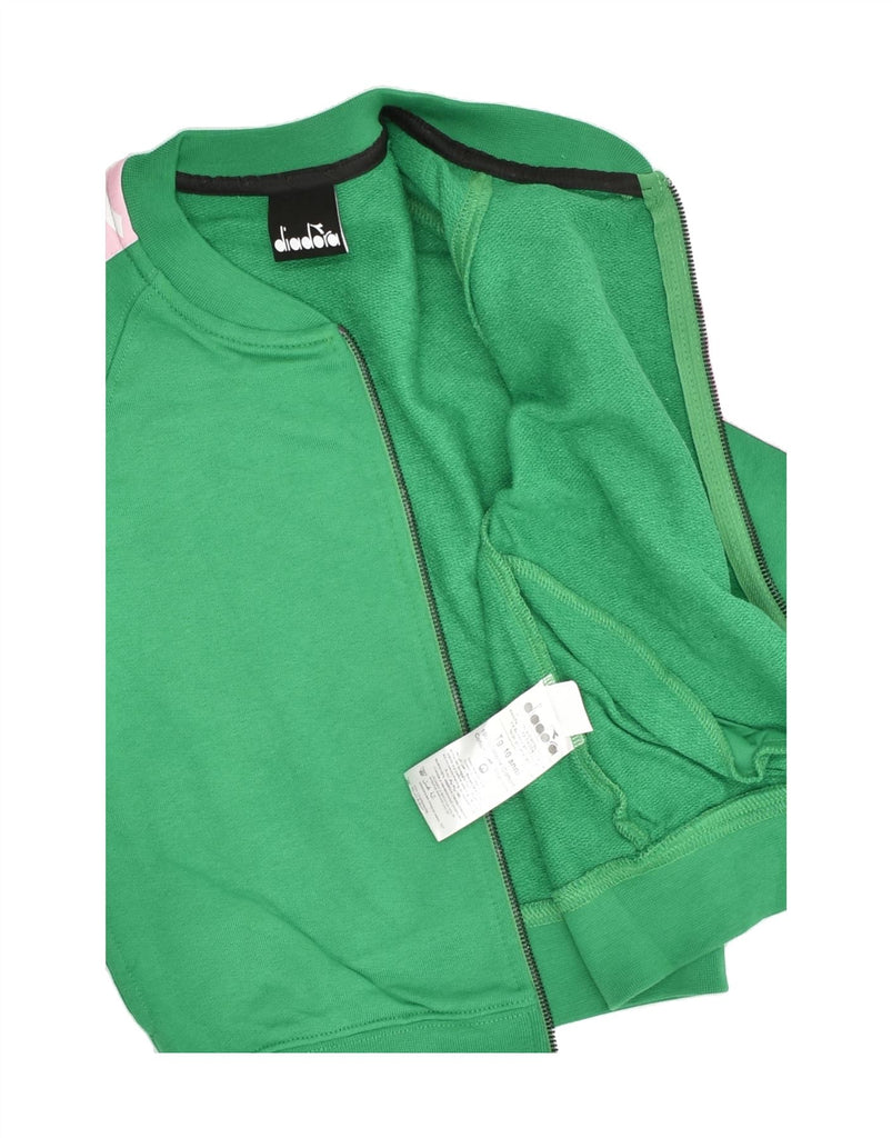 DIADORA Girls Graphic Tracksuit Top Jacket 9-10 Years Green Colourblock | Vintage Diadora | Thrift | Second-Hand Diadora | Used Clothing | Messina Hembry 