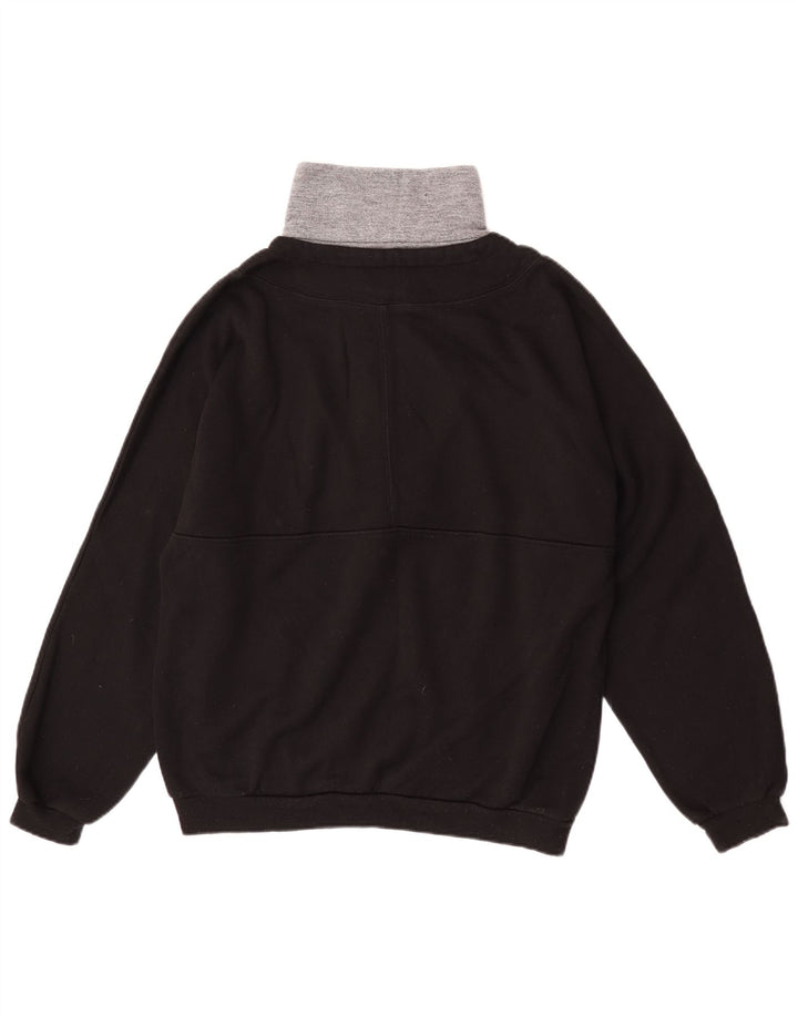 Lotto Mens Graphic Button Neck Sweatshirt Jumper Large Black Colourblock