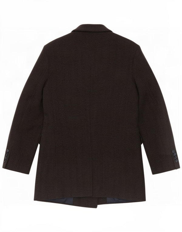 Sisley Mens Double Breasted Coat IT 50 Large Grey Herringbone Wool