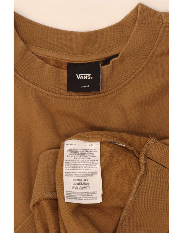 Vans Womens Graphic Oversized Sweatshirt Jumper UK 16 Large Brown Cotton