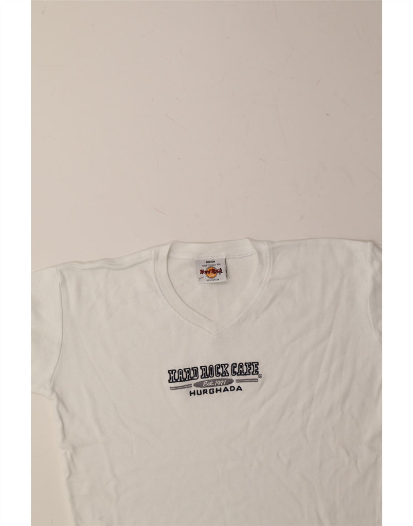 HARD ROCK CAFE Womens Hurghada Graphic T-Shirt Top UK 12 Medium White Vintage Hard Rock Cafe and Second-Hand Hard Rock Cafe from Messina Hembry 