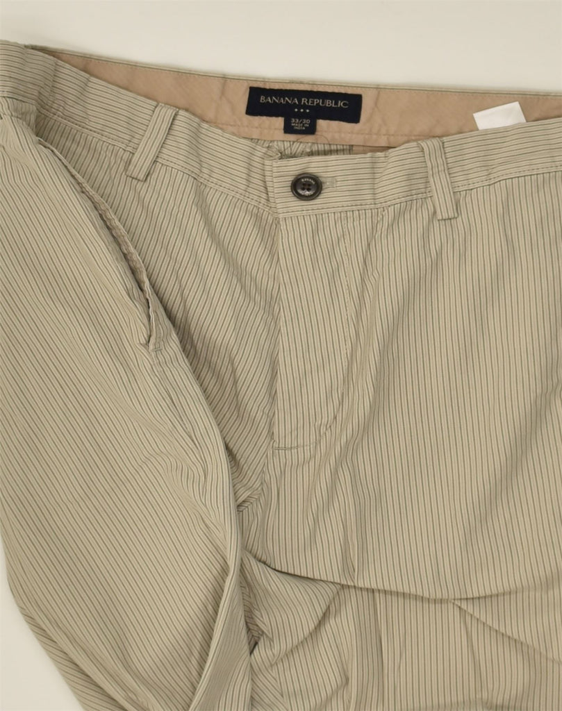 BANANA REPUBLIC Mens Straight Chino Trousers W33 L30  Beige Striped Cotton | Vintage Banana Republic | Thrift | Second-Hand Banana Republic | Used Clothing | Messina Hembry 