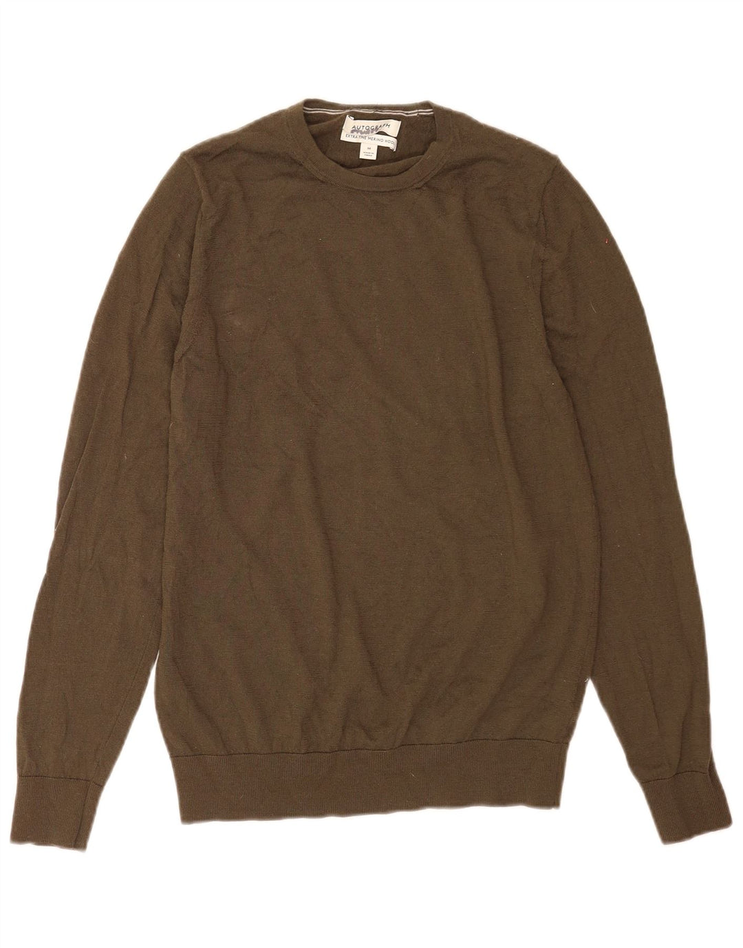 Marks & Spencer Womens Crew Neck Jumper Sweater UK 14 Medium Khaki