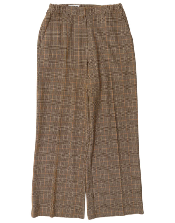 Steilmann Womens Wide Leg Chino Trousers UK 16 Large W32 L28 Beige Check