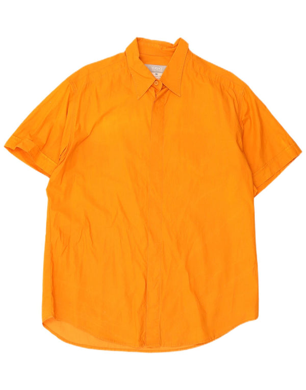 Versace Mens Short Sleeve Shirt XL Orange Cotton
