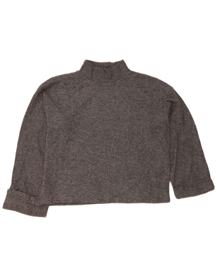 Zara Womens Crop Turtle Neck Jumper Sweater UK 14 Medium Grey Flecked