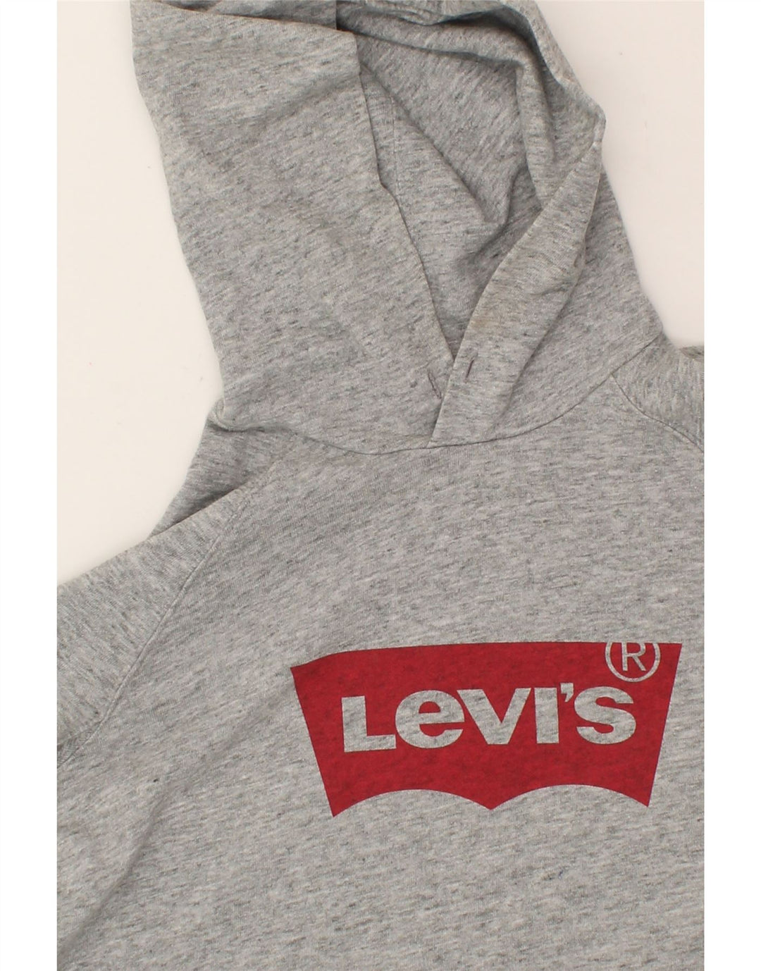 LEVI'S Womens Graphic Hoodie Jumper UK 6 XS Grey Cotton Vintage Levi's and Second-Hand Levi's from Messina Hembry 