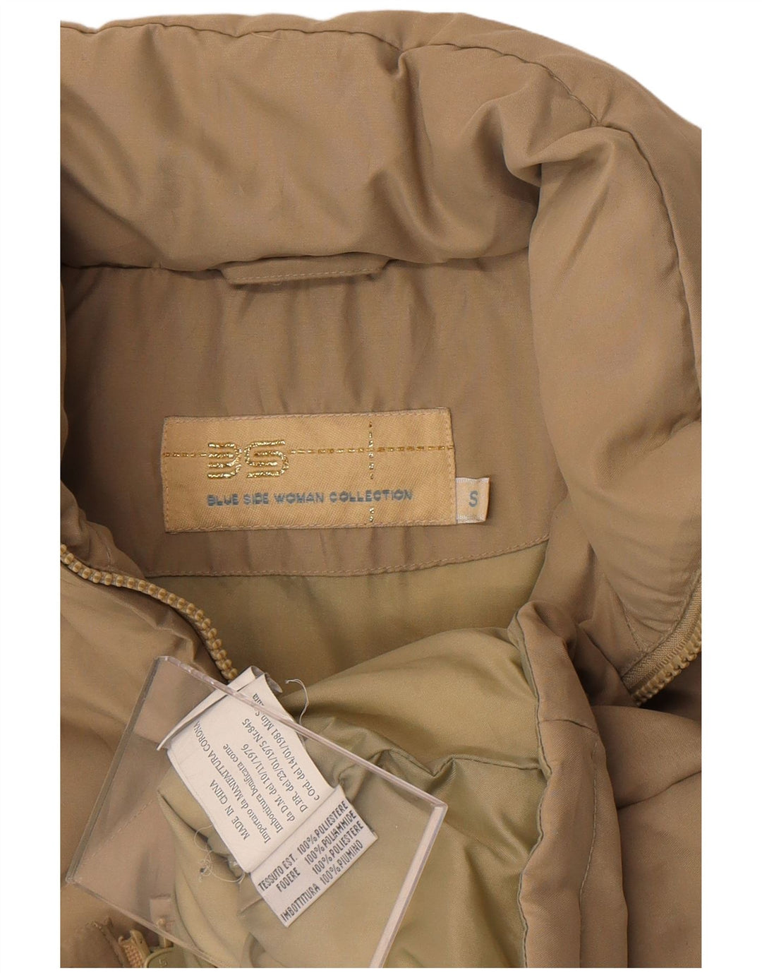 Blue Side Womens Hooded Padded Gilet UK 10 Small Beige Polyester