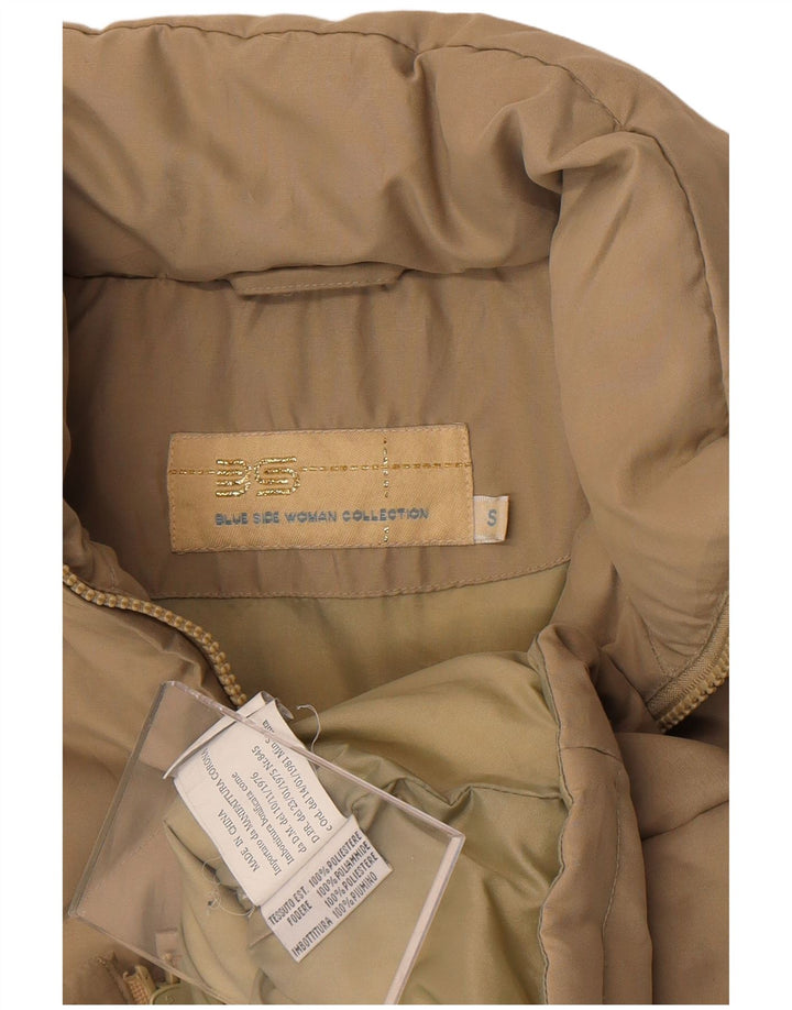 Blue Side Womens Hooded Padded Gilet UK 10 Small Beige Polyester