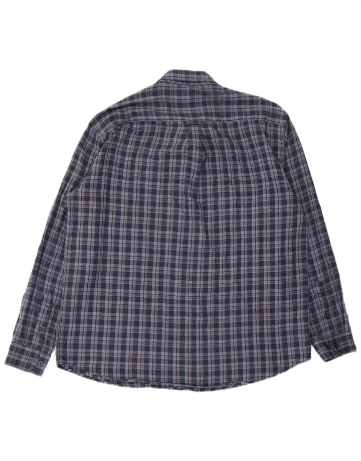 James Pringle Mens Flannel Shirt XL Navy Blue Check Polyester