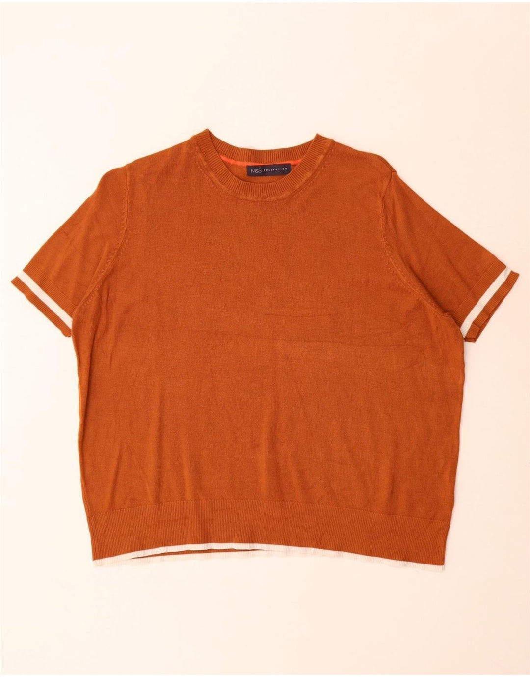 Marks & Spencer Womens Boat Neck Jumper Sweater UK 16 Large Brown