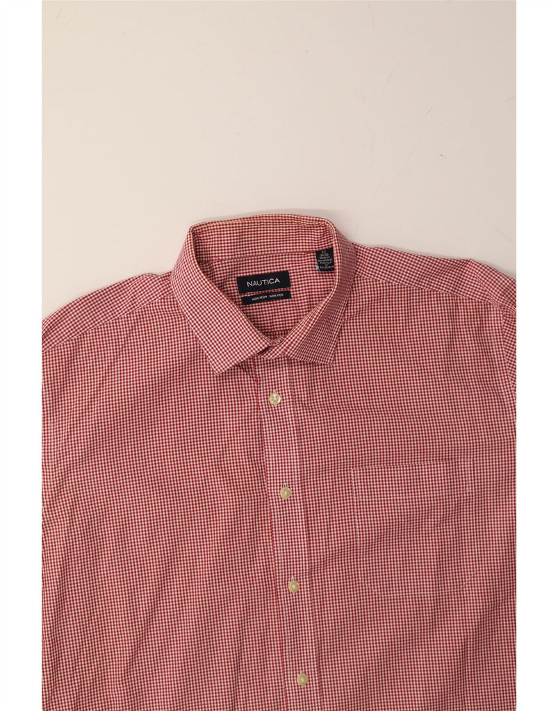 NAUTICA Mens Shirt Size 17 XL Red Gingham Cotton Vintage Nautica and Second-Hand Nautica from Messina Hembry 
