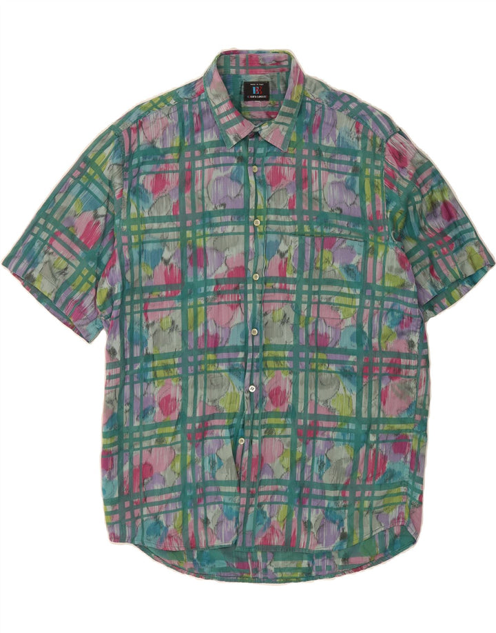 ENARA CAMICE Mens Short Sleeve Shirt Large Multicoloured Floral Vintage Enara Camice and Second-Hand Enara Camice from Messina Hembry 