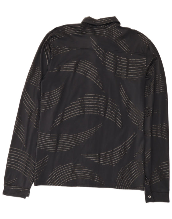 Vintage Mens Abstract Pattern Shirt Small Black Polyamide