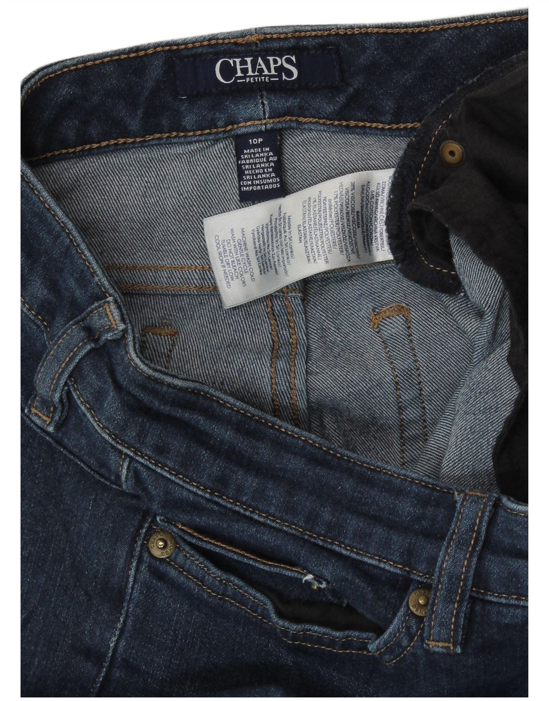 Chaps Womens Petite Slim Jeans US 10 Large W32 L27 Blue Cotton