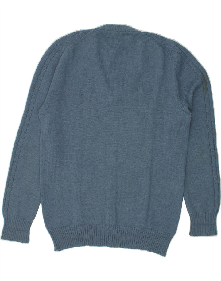 VINTAGE Mens V-Neck Jumper Sweater Medium Blue Vintage Vintage and Second-Hand Vintage from Messina Hembry 