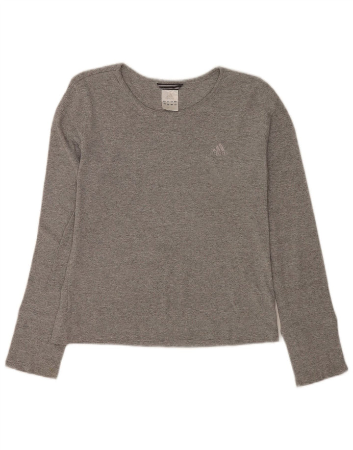 Adidas Womens Top Long Sleeve UK 10 Small Grey Cotton