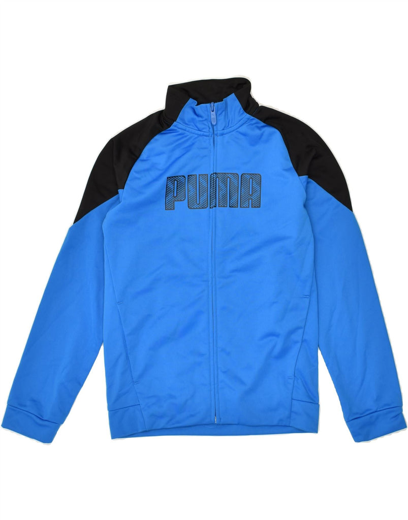 PUMA Boys Graphic Tracksuit Top Jacket 11-12 Years Blue Colourblock | Vintage Puma | Thrift | Second-Hand Puma | Used Clothing | Messina Hembry 