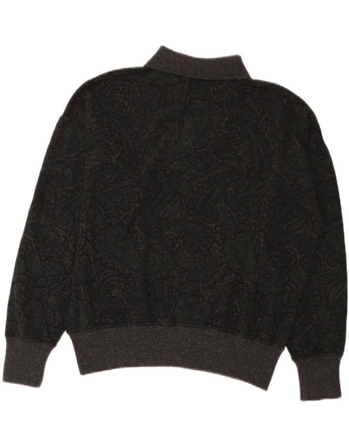 Pancaldi & B Mens Polo Neck Jumper Sweater IT 48 Medium Grey Paisley Wool