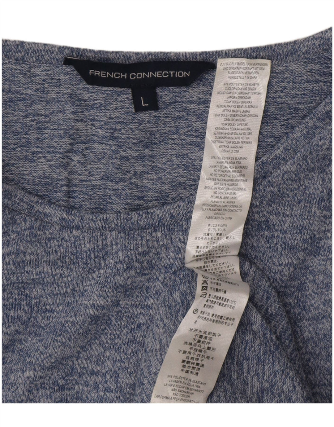 French Connection Womens Top Long Sleeve UK 16 Large Blue Flecked Polyester