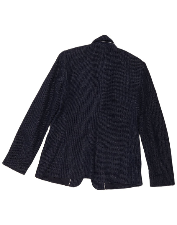 Massimo Dutti Womens 1 Button Blazer Jacket EU 40 Medium Navy Blue Cotton