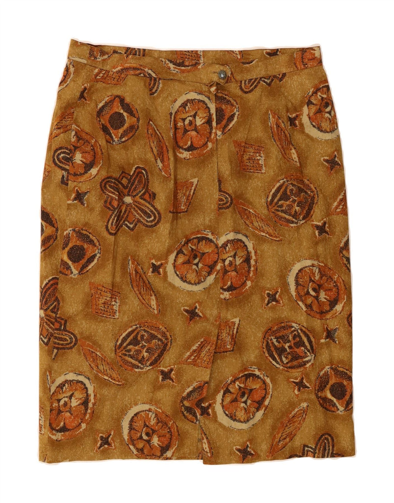 MARINA RINALDI Womens Pencil Skirt Size 23 Medium W32 Brown Floral Cotton Vintage Marina Rinaldi and Second-Hand Marina Rinaldi from Messina Hembry 