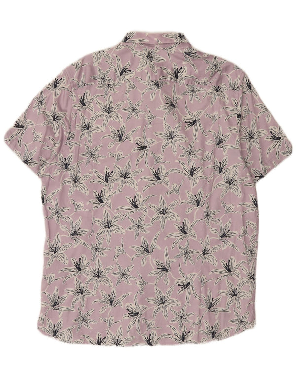 Ted Baker Mens Short Sleeve Shirt Size 6 2XL Purple Floral Cotton