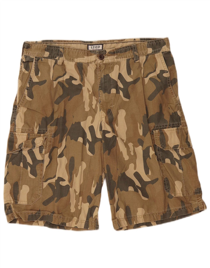Izod Mens Cargo Shorts W34 Large Khaki Camouflage Cotton