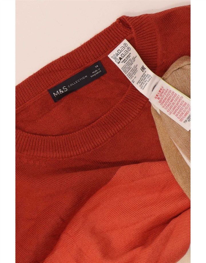 Marks & Spencer Womens Crew Neck Jumper Sweater UK 14 Large Multicoloured