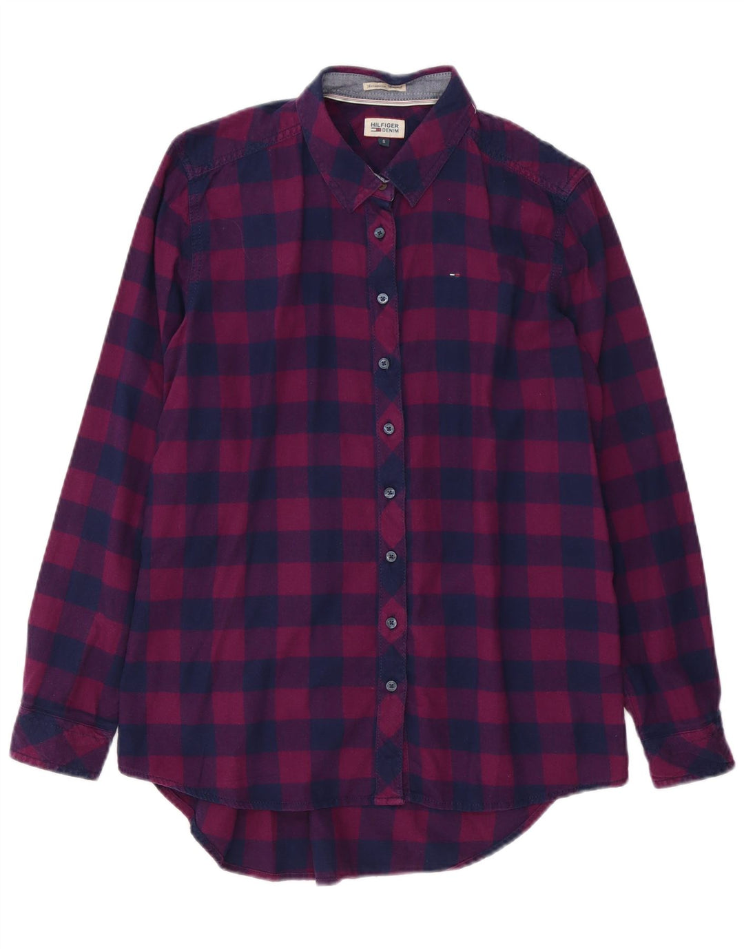 Tommy Hilfiger Womens Overshirt Shirt UK 10 Small Purple Check
