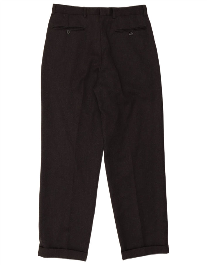 COMERO Mens Pegged Suit Trousers IT 48 Medium W30 L30 Black Wool