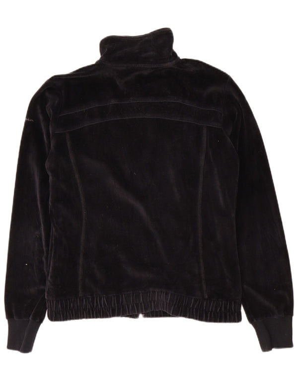 Champion Womens Velour Tracksuit Top Jacket UK 14 Large Black