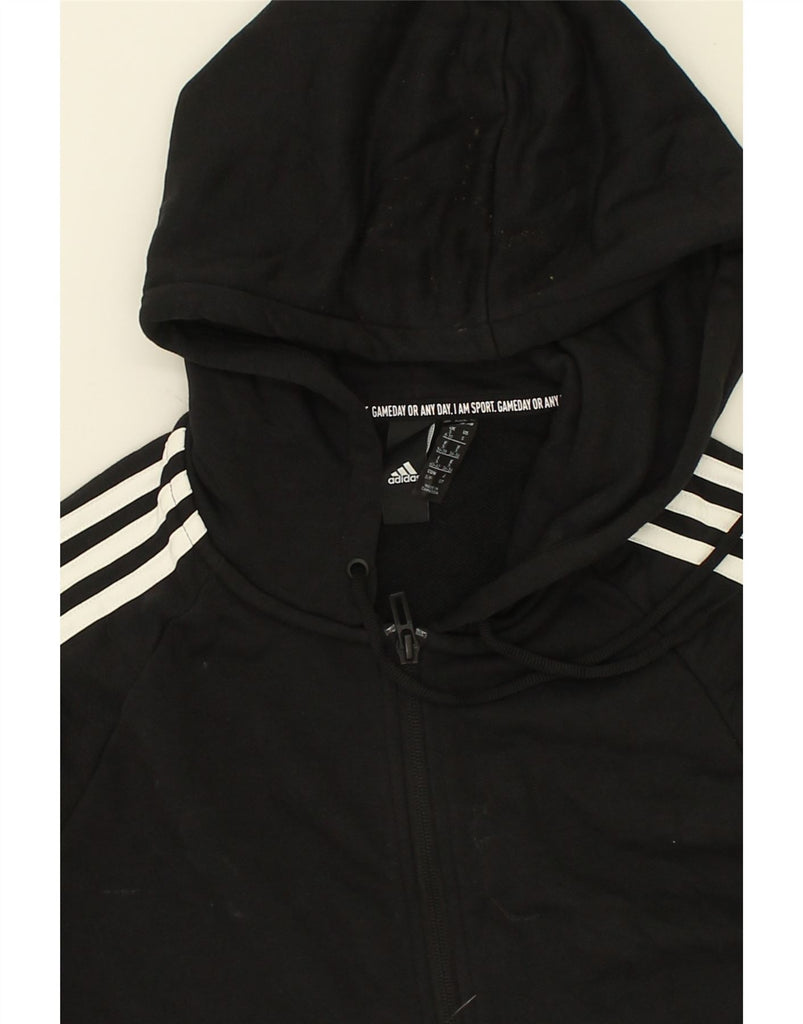 ADIDAS Womens Zip Hoodie Sweater UK 8-10 Small Black Cotton | Vintage Adidas | Thrift | Second-Hand Adidas | Used Clothing | Messina Hembry 